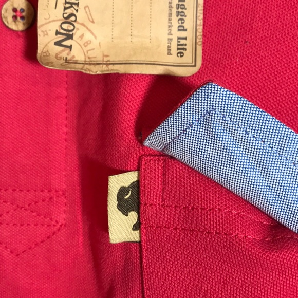 NWT Buffalo Jackson Red Fuchsia Cotton Polo Shirt - Picture 7 of 11